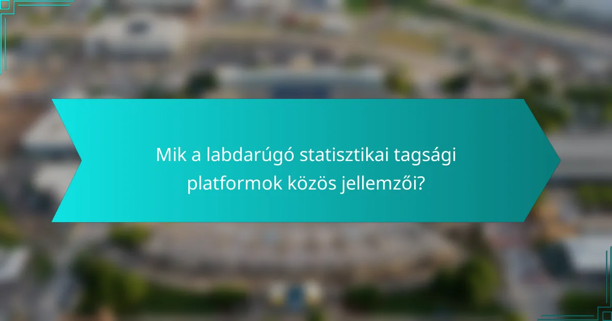 Mik a labdarúgó statisztikai tagsági platformok közös jellemzői?